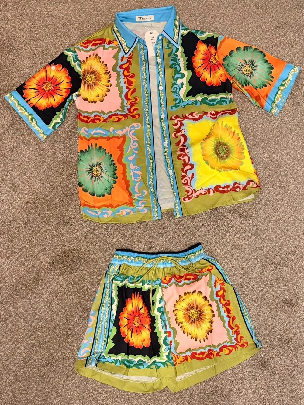 Alémais inspired Vibrant Daisy Floral Patchwork Matching set